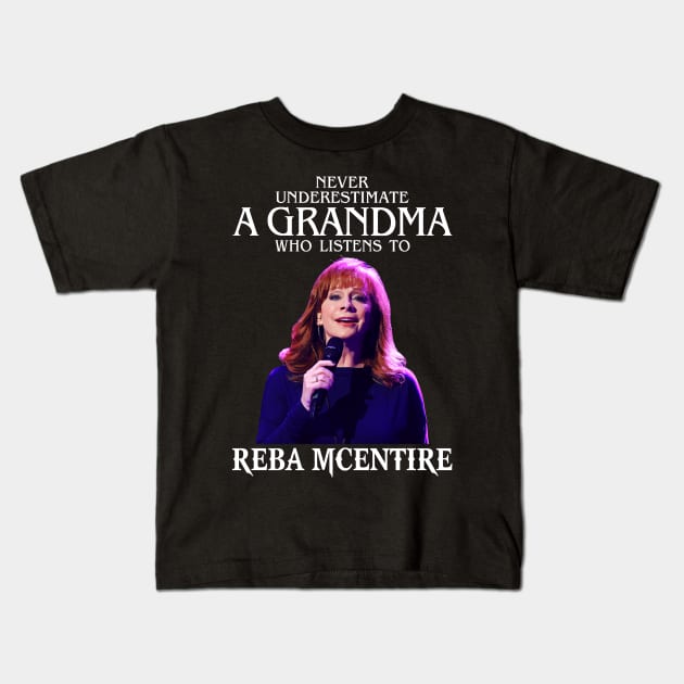 Vintage Never Underestimate A Woman Who Listens to Reba Mcentire Kids T-Shirt by Vapool